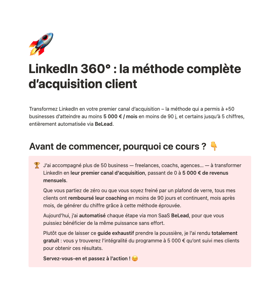Aperçu de la couverture du guide PDF sur la méthode LinkedIn 360